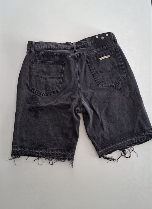 Blugi Scurti Chrome Hearts Negrii cu Cruci Negre, Marimea 36