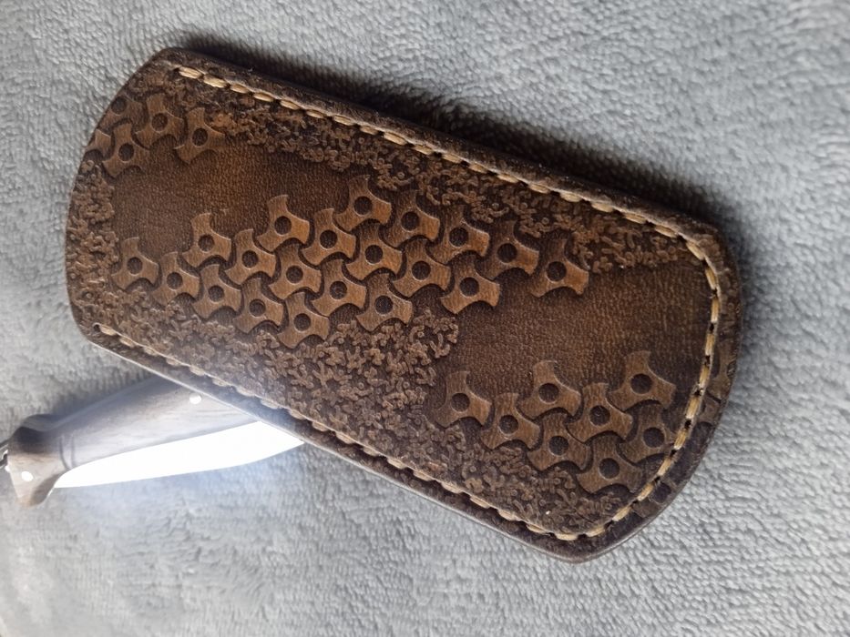 Калъф за джобно ножче от естествена кожа  ръчна изработка 
Стъпка прои