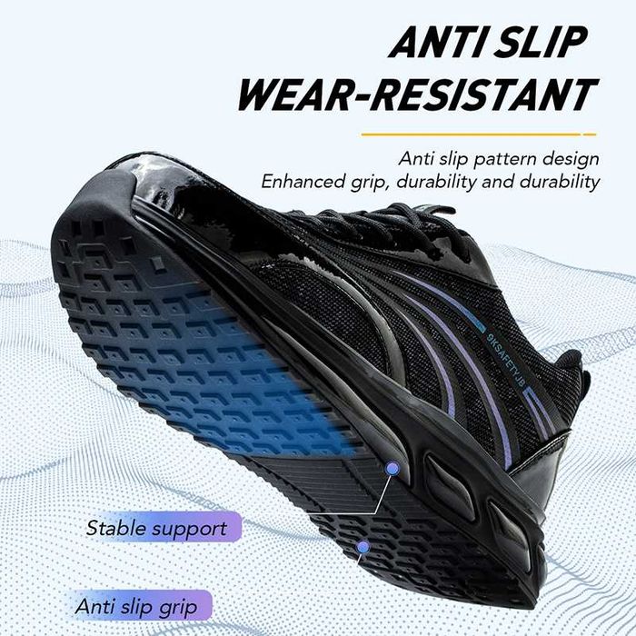 Защитни Работни Маратонки AMAWEI 9K, Ултра Леки, S1P, Цвят-Черен