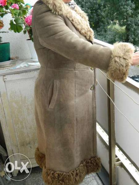 Дамско дълго палто/ кожух агнешка кожа
