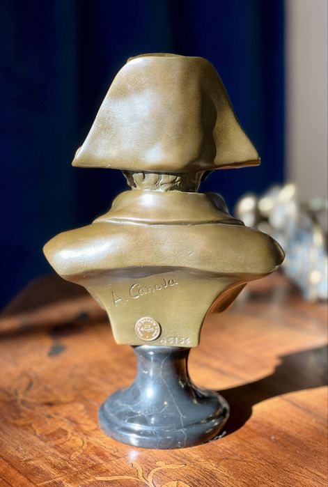 Statuetă/Bust bronz cu soclu marmură – Napoleon – semnată