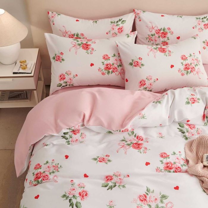 Lenjerie de Pat Florala 140x200cm - Microfibra Premium - Fermoar Noua