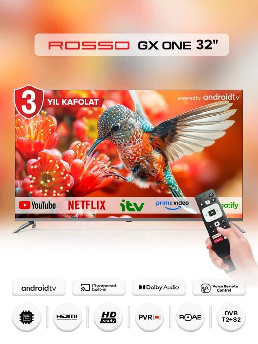 Телевизор Rosso 32GX TWO Google TV голосовой +Доставка