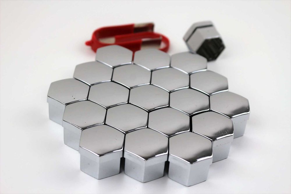 Капачки за болтове на джанти черни/хром 17мм / 19мм Универсални 20броя