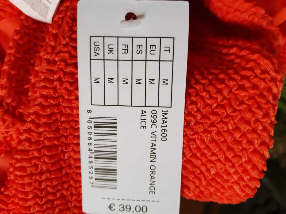 Costum de baie întreg, marimea M, culoare portocaliu neon, Calzedonia