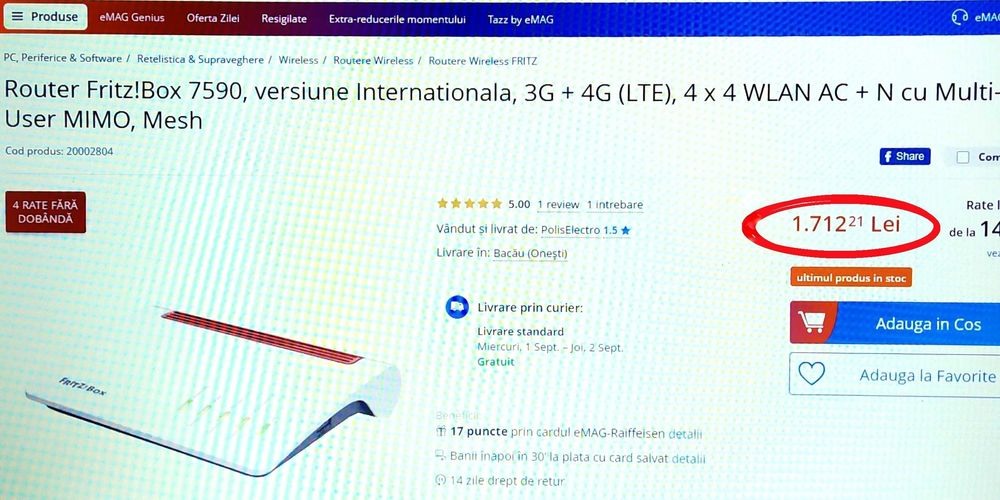 Router Fritz!Box 7590, versiune Internationala ( de ultima generatie)