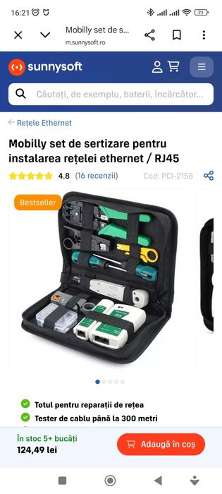 Mobilly set de sertizare pentru instalarea rețelei ethernet / RJ45