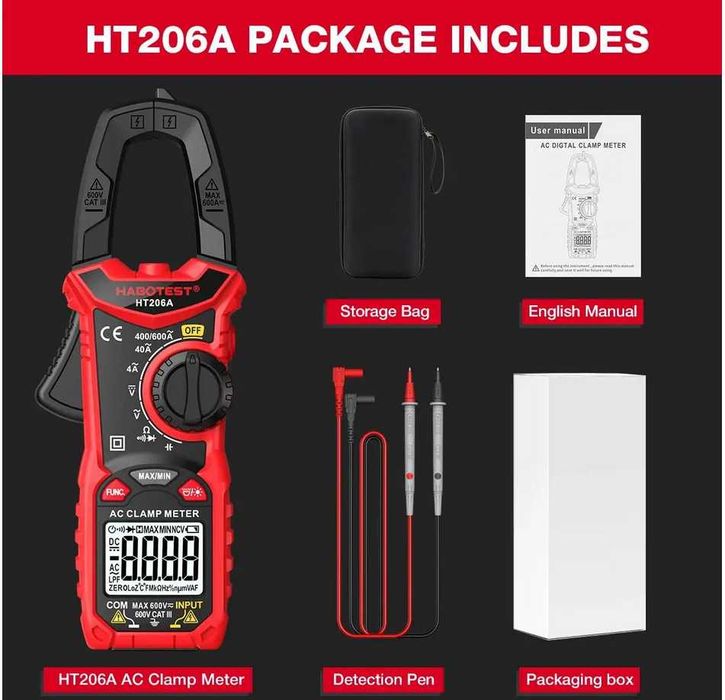 Професионален мултицет с амперклещи за АС напрежение Habotest HT206A
