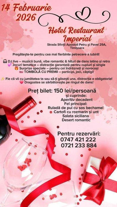Restaurant Hotel Imperial ziua indragostilor, Valentines day-Dragobete