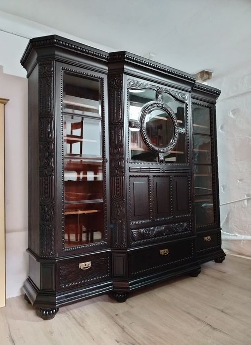 REDUCERE - Bibliotecă /Vitrina veche din lemn de stejar