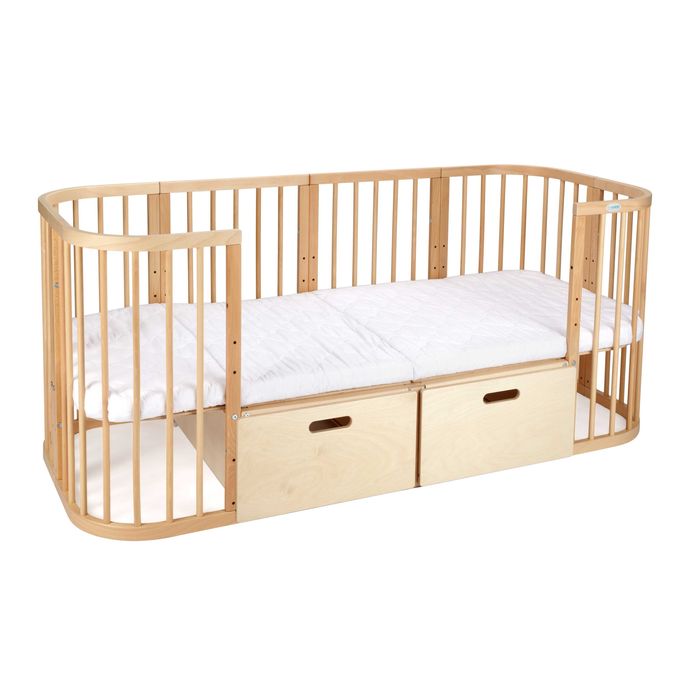 Кошара за Бебе, Детско Легло Смарт 7в1 с Матрак - Цвят Натурален