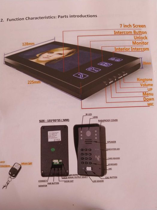 Video interfon cu 2 posturi