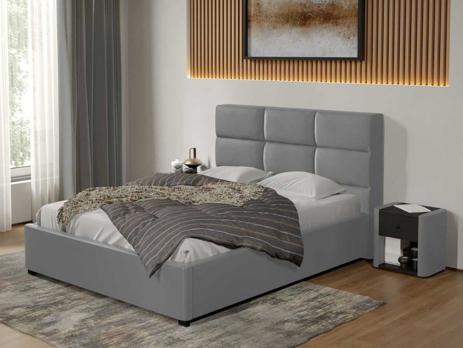 Pat tapitat Cico fix 170 x 114 C1 din piele/stofa Gri Nube 81