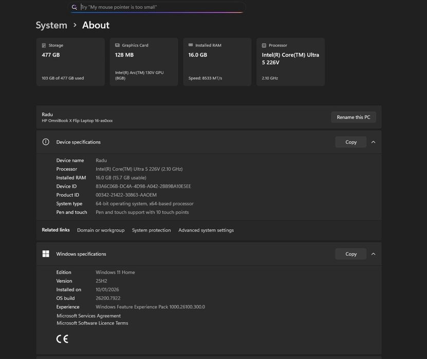Laptop HP OmniBook X Flip Next Gen AI 16
