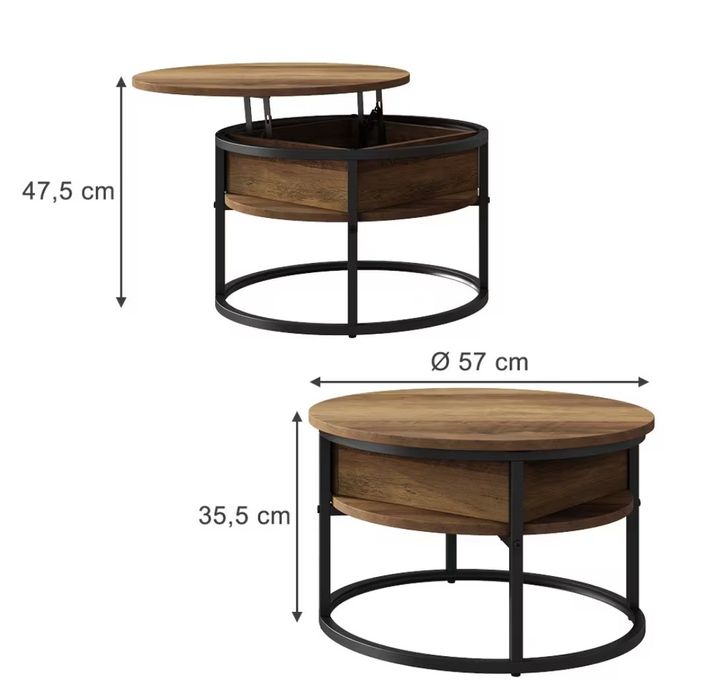 Кръгла повдигаща се холна маса Vicco 9393