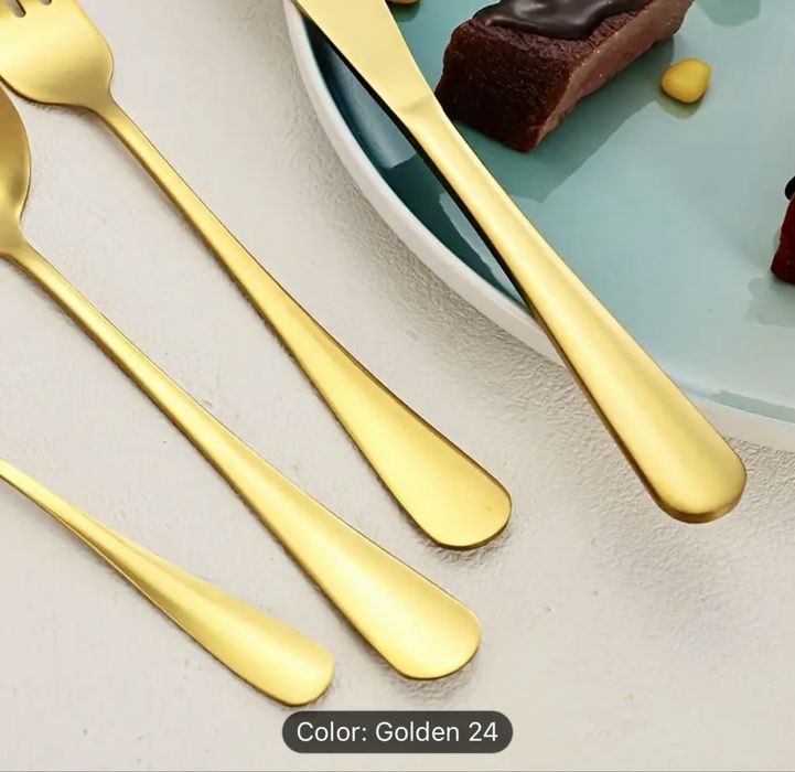 Прибори за хранене, златисти Комплект от 24 части. Нови
