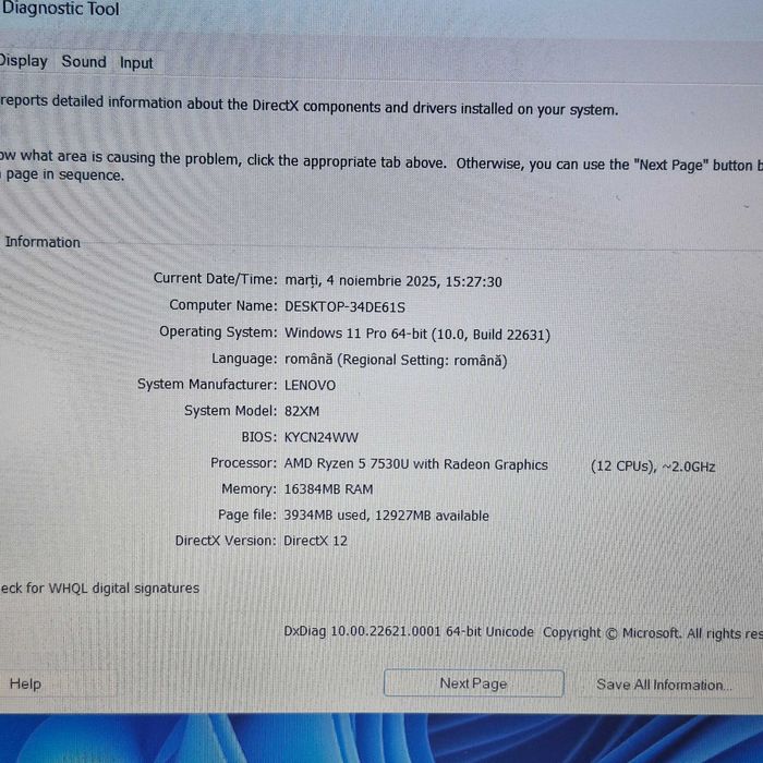 Laptop Lenovo slim 3 Ryzen 5 7530U 16gb 512GB SSD Zeus Amanet Militari