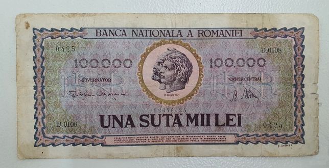 Bancnota 100000 Lei 1947 Adroe Ant