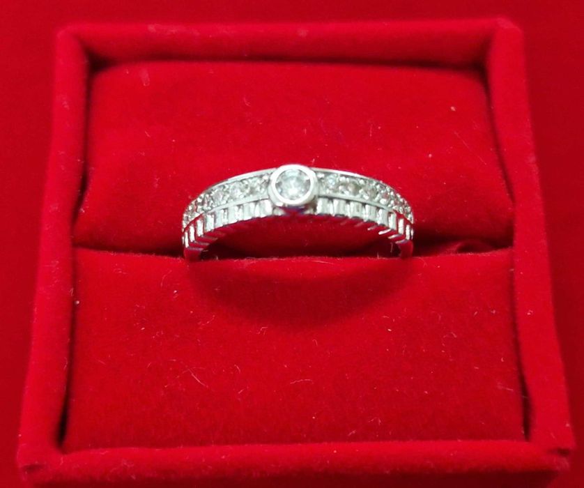 GR86,inel placat aur alb 14k,logodna, zirconiu alb, reducere 20%