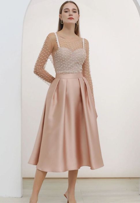 Сет бюстие и прозрачен топ с перли - Л/ХЛ