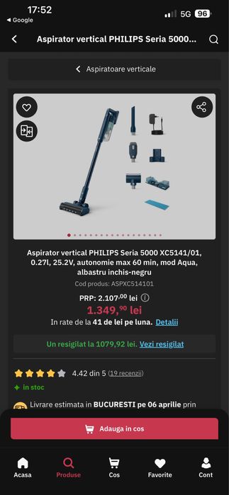 Aspirator vertical Philips seria 5000