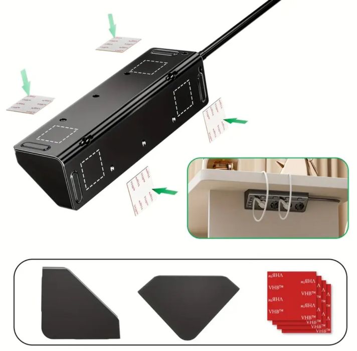 Ъглов разклонител с 4 гнезда,2 USB-A,2 USB-C