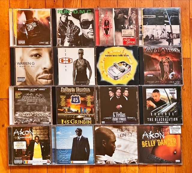 CD orig hip hop: D12, Run-DMC, Cypress Hill, Warren G, Akon, Jay-Z,BoB