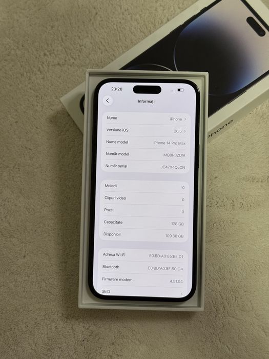 iPhone 14 Pro Max Excelent stare impecabila full box 91% 128 GB