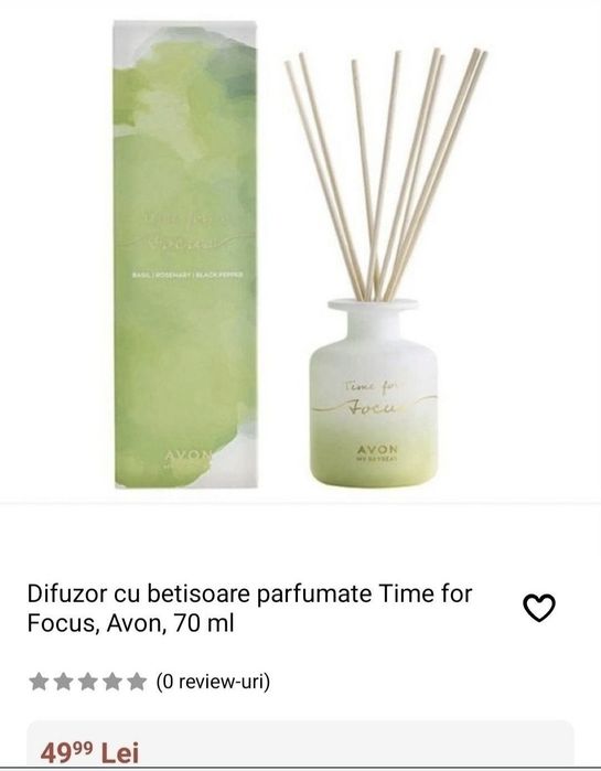 Difuzor cu betisoare parfumate Time for Focus, Avon, 70 ml