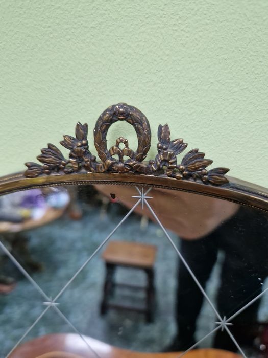 Страхотно антикварно английско бронзово огледало