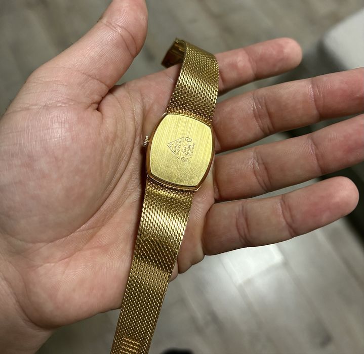 Ceas Vintage Omega Antimagnetic – Placat Aur 18K, Brățară Mesh, Mecanism Complet
