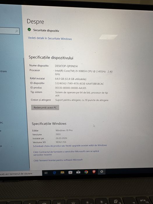 Dell Precision 5750 1TB i9-10885H CPU @2.40GHz,64GB Ram ID-XXL9328