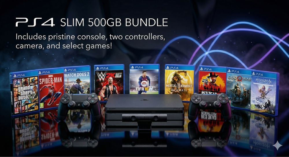 PS4 Slim 500GB + 2 Controller + Cameră + Jocuri