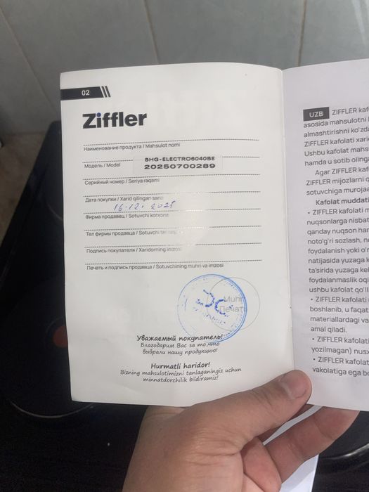Ziffler elektro plita stalichni