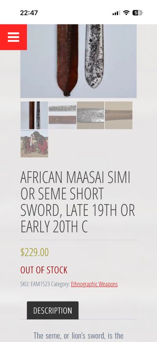 Sabie africana Maasai