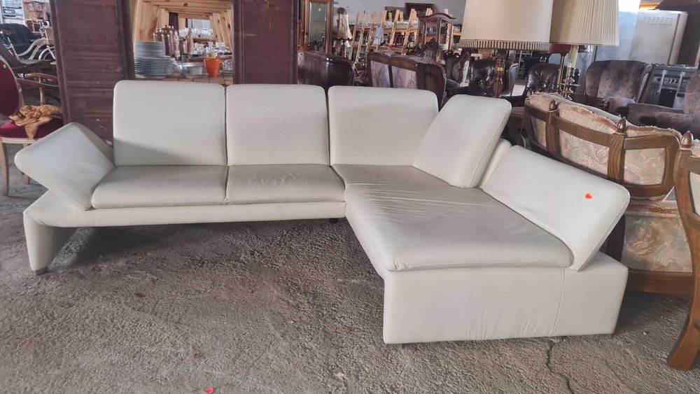 ъглов кожен диван с релакс функция