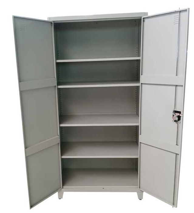 Шкаф метален с две врати и 4 рафта 185 х 90 х 45см