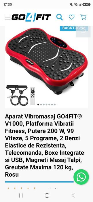 Aparat vibromasaj, GO4FIT, culoare rosie model GF1000, nou  si neutilizat