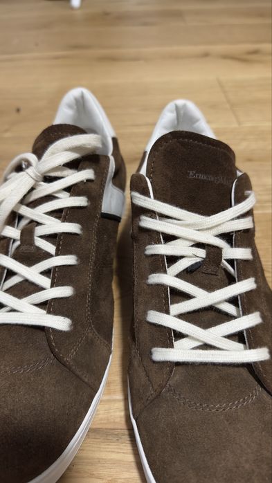 Sneakers de Lux Ermenegildo Zegna – Piele Întoarsă Maro 43,5