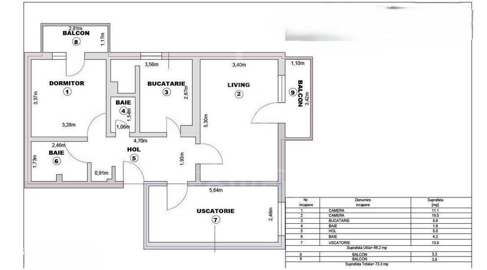 Apartament 3 Camere Decomandat – 66 mp – Turnișor, Aleea Iasomiei