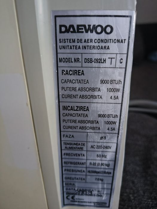 Vand aparat aer conditionat Daewoo DSB092LH  9000BTU