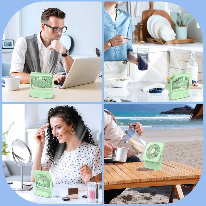 Ajgvq Настолен, мини, USB вентилатор с живот на батерията 12 часа