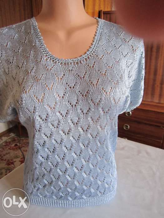 Tricotata manual.Bluza bleo matase vegetala, marime s/m