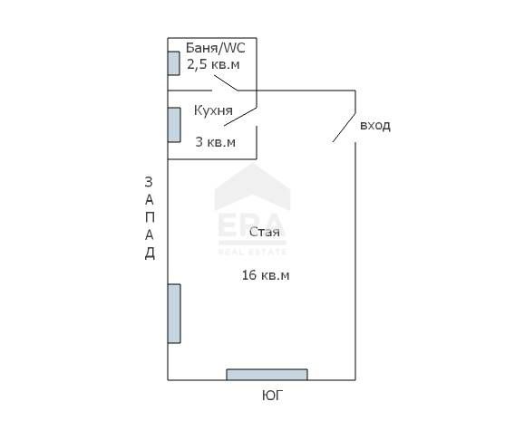 Едностаен, завършен до ключ, югозападен апартамент за продажба, в нова