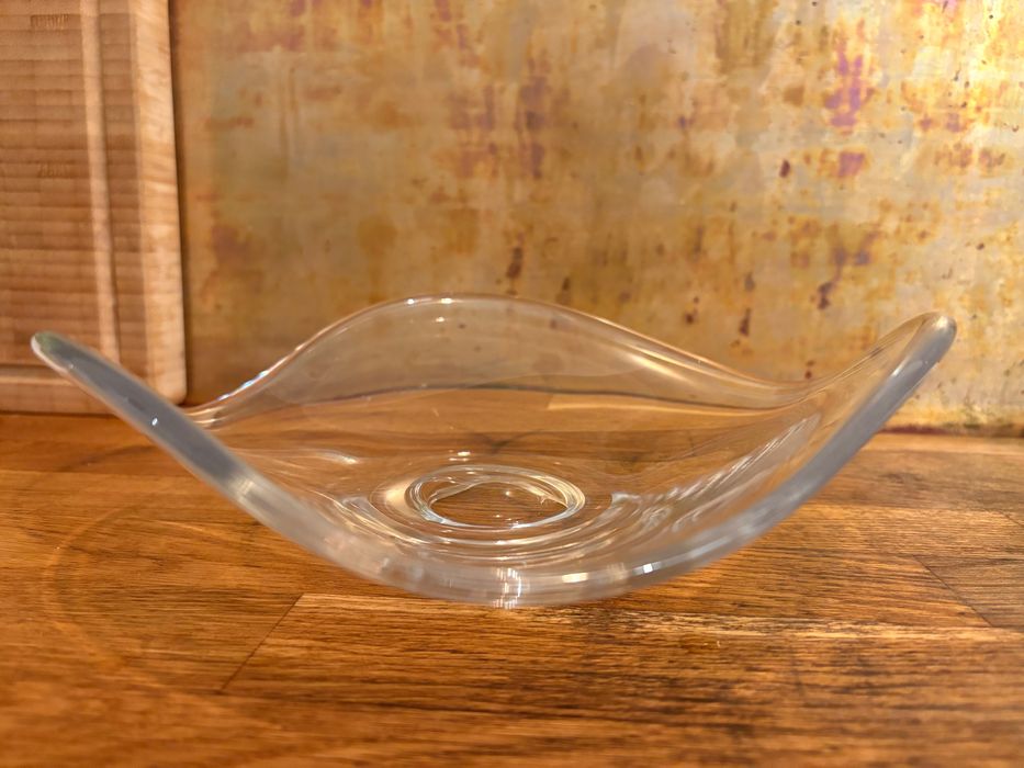 Bol / fructieră Murano sticlă transparentă, manual lucrată, rar