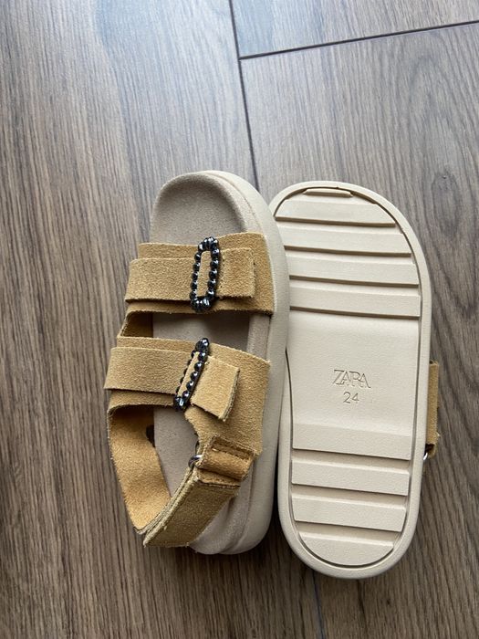 Sandale fete din piele naturala Zara, nr 24.