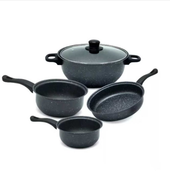 Комплект качествени тенджери от 7 части с незалепващо мрам. покритие