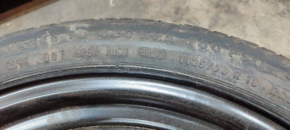 ROATĂ REZERVĂ SKODA OCTAVIA 3 R18 5X112 T125/70 R18 / 2013-2020