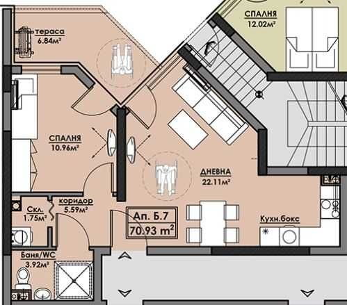 Продава се Двустаен апартамент в Бургас, Славейков - 57 кв.м за 1264 €/кв.м - Снимка #3