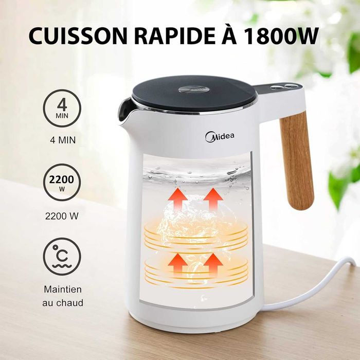 Електрическа кана Midea 1.5L (MK-HE1533) 2200W, регулиране на темп.